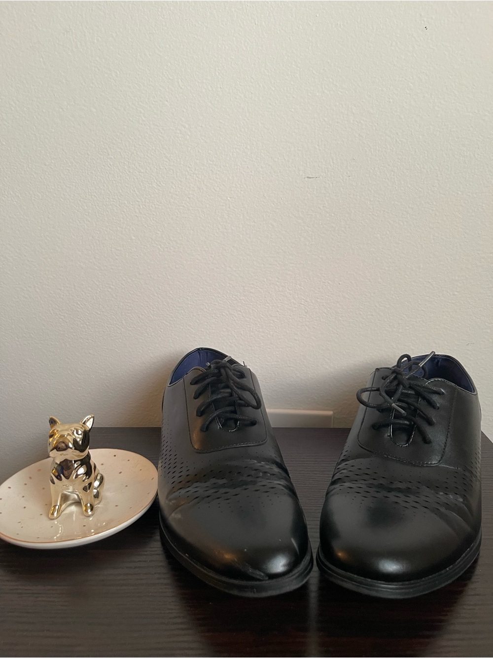Perry Ellis Black Lace-Up Oxford Shoes